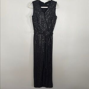 Enfocus Studio Black Sequin Sleeveless Jumpsuit